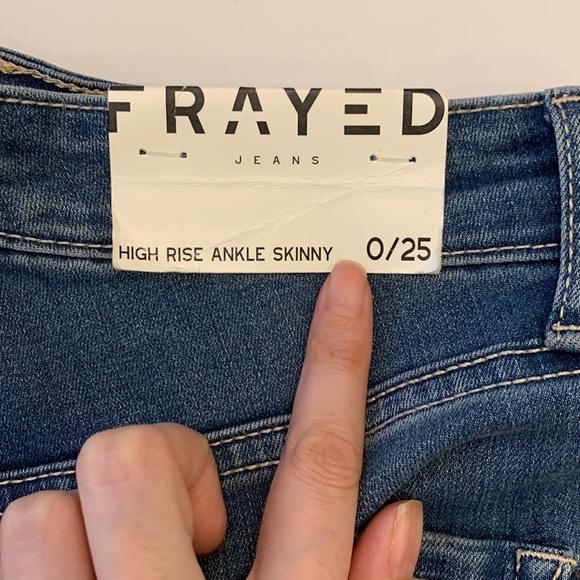 Frayed Jeans Downtown frayed distressed high rise skinny jeans size 0/25 - Picture 10 of 12